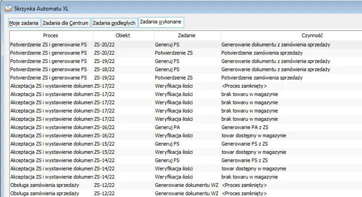 obsługa procesów w comarch erp xl