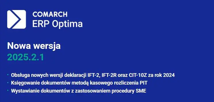 Skrót Comarch ERP Optima 2025.2.1