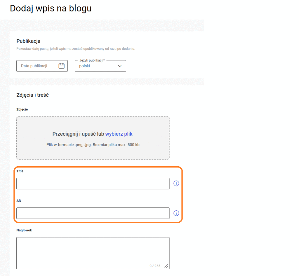 Comarch e-sklep blog dodatkowe pola