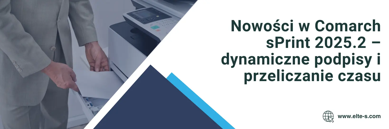 Banner nowości w Comarch sPrint 2025.2 – dynamiczne podpisy i przeliczanie czasu