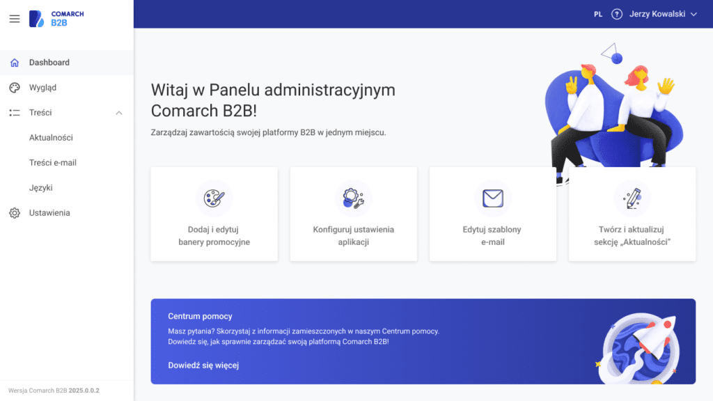 Panel administracyjny w Comarch B2B