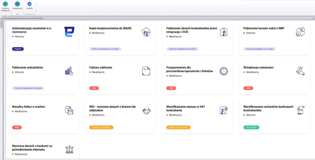 Usprawnienie Comarch ERP Optima - Mechanizmy automatyzacji