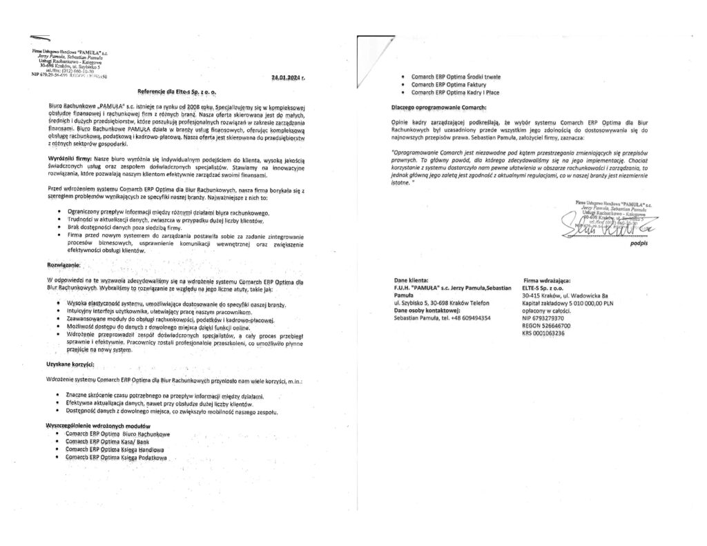 Referencja Pamula