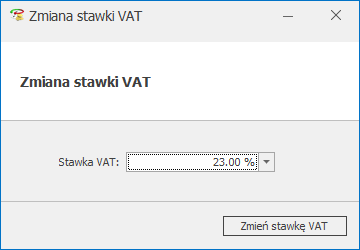 Zmiana stawki VAT - Comarch ERP Optima 2026.0.1
