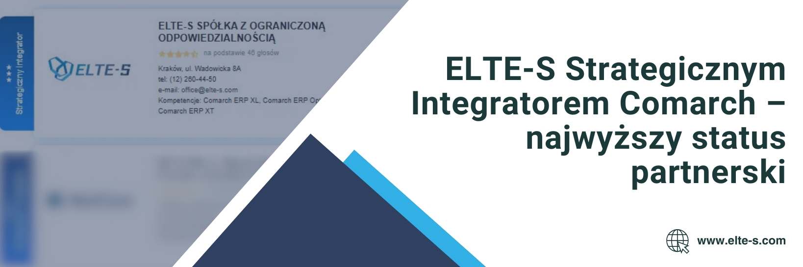 Banner - ELTE-S Strategicznym Integratorem Comarch – najwyższy status partnerski