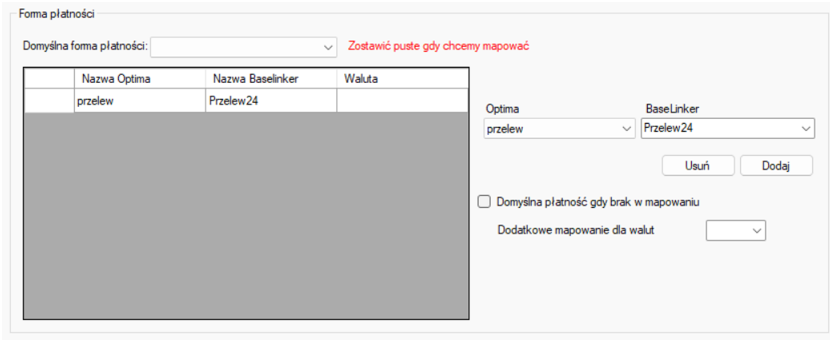 ELTE-S Baselinker Sync - Forma Płatności